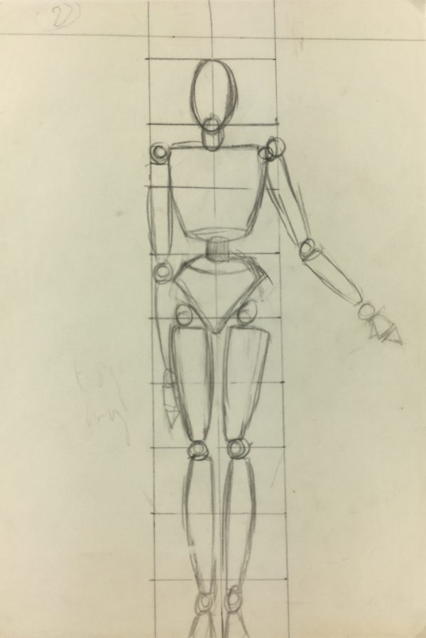 Sketches Original Art - Sketch, French Drawing, C.1980
