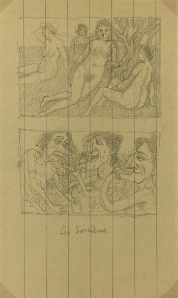 Sketches Original Art - Beauties/Beasts, Albert Vialé, C.1930