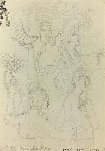 Sketches Original Art - Singing, Albert Vialé, 1979