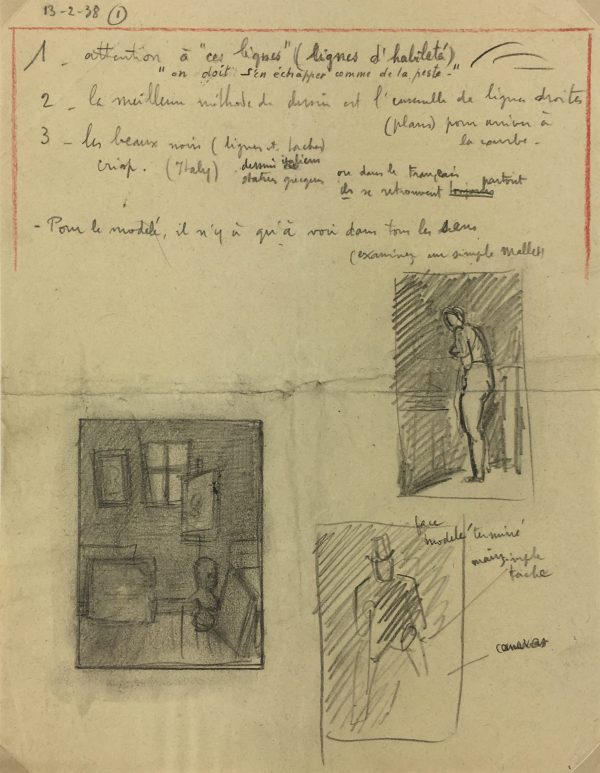 Sketches Original Art - Artist's Notes, Albert Vialé, 1938