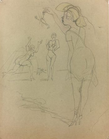 Sketches Original Art - The Beach, Albert Vialé, C.1930