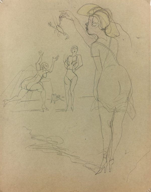 Sketches Original Art - The Beach, Albert Vialé, C.1930