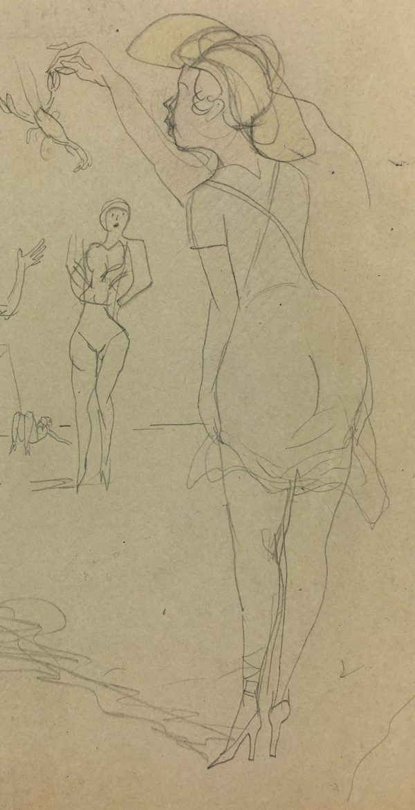 Sketches Original Art - The Beach, Albert Vialé, C.1930