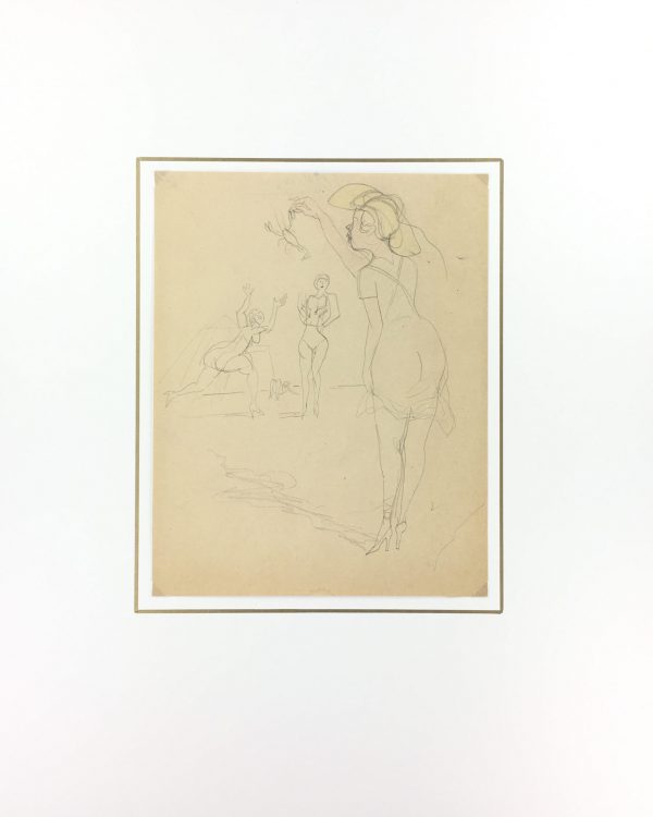 Sketches Original Art - The Beach, Albert Vialé, C.1930