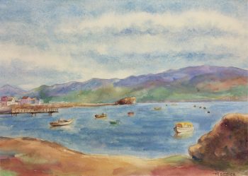 Beach Original Art - Quiet Bay, M. Godier, c.1940