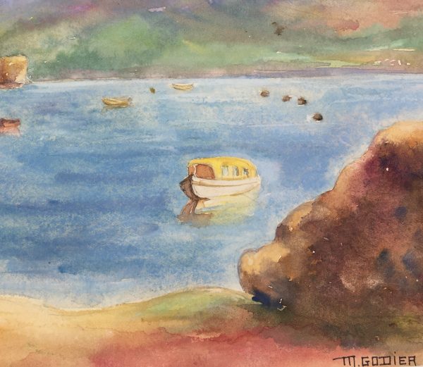 Beach Original Art - Quiet Bay, M. Godier, c.1940
