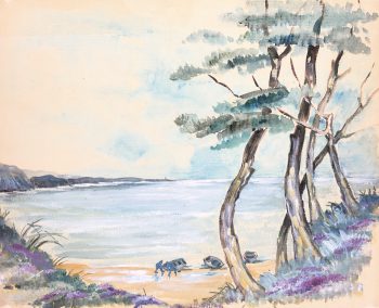 Beach Original Art - Quiet Beach, c.1950