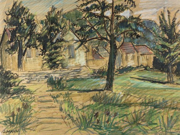 Country Landscapes Original Art - Quiet Village, J. Mann, C.1960