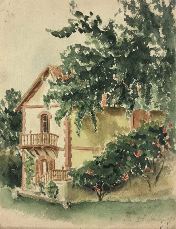 Country Landscapes Original Art - Country Home, J.L, C.1930