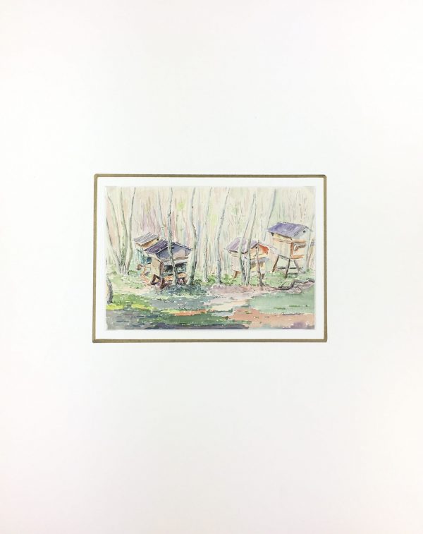 Farm Landscapes Original Art - Chicken Coops, C.1950