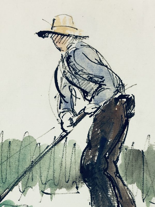 Farm Landscapes Original Art - Farmer, JP Grancher, C.1950