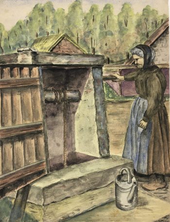 Farm Landscapes Original Art - Water Well, Breucq, 1961