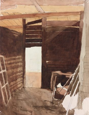 Farm Landscapes Original Art - Chicken in Barn, C.1920