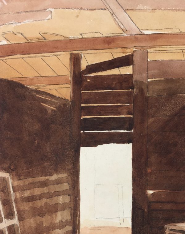Farm Landscapes Original Art - Chicken in Barn, C.1920