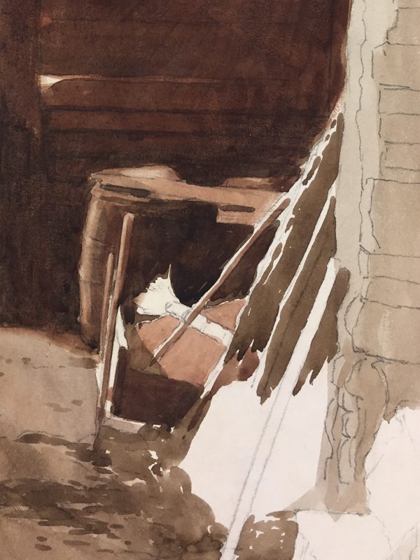 Farm Landscapes Original Art - Chicken in Barn, C.1920
