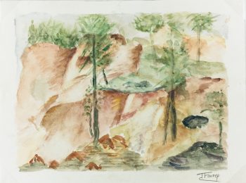 Farm Landscapes Original Art - Pays d'Ochre, J. Faury, 1990