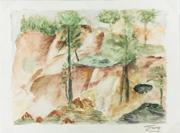 Farm Landscapes Original Art - Pays d'Ochre, J. Faury, 1990
