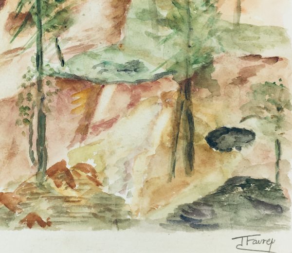 Farm Landscapes Original Art - Pays d'Ochre, J. Faury, 1990