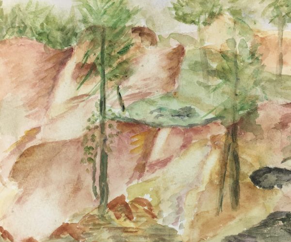 Farm Landscapes Original Art - Pays d'Ochre, J. Faury, 1990