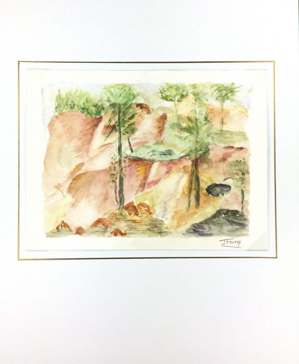 Farm Landscapes Original Art - Pays d'Ochre, J. Faury, 1990