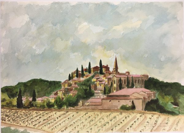 Farm Landscapes Original Art - Vineyards, Sig Ir, C.1950