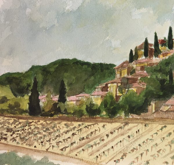 Farm Landscapes Original Art - Vineyards, Sig Ir, C.1950