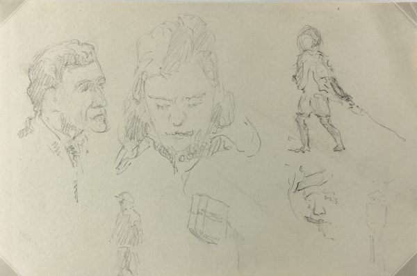 Figures Original Art - Pencil Sketch, Werner Bell , C.1960