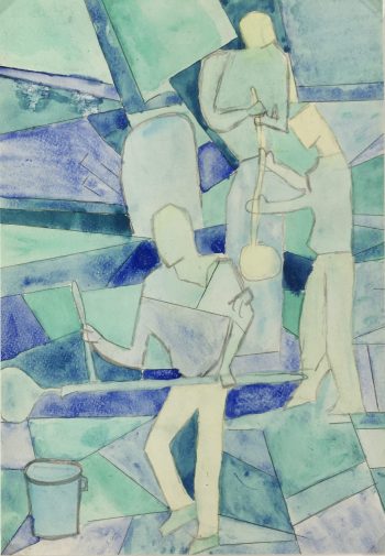 Figures Original Art - Glass Blowers, Gouache, C.1960