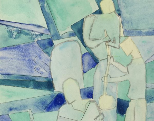 Figures Original Art - Glass Blowers, Gouache, C.1960