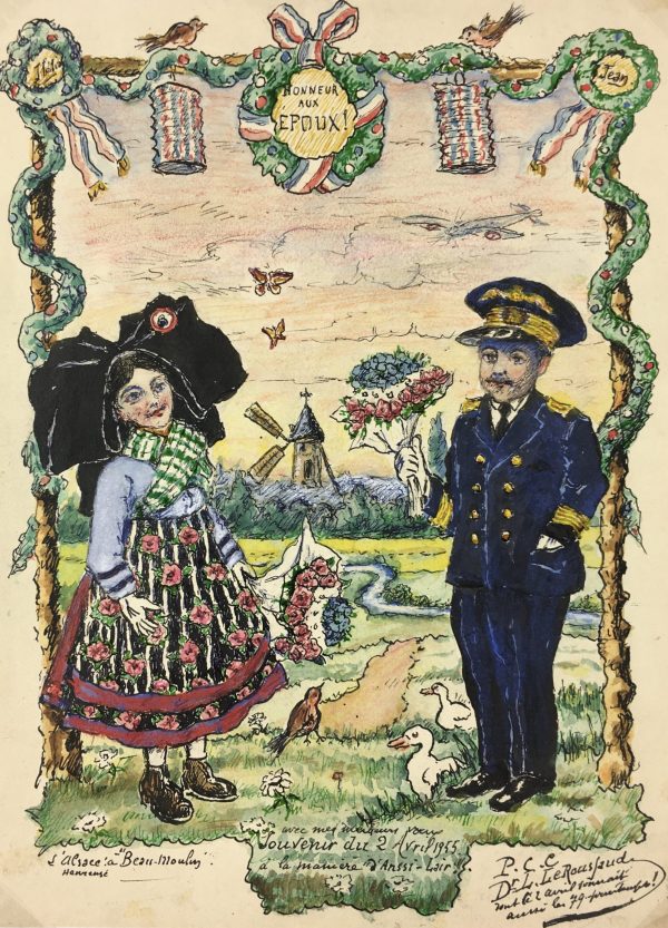 Figures Original Art - Wedding Wishes, Alsace, 1955