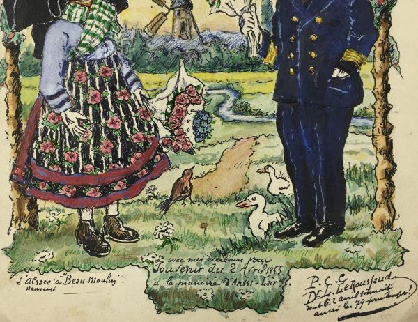 Figures Original Art - Wedding Wishes, Alsace, 1955