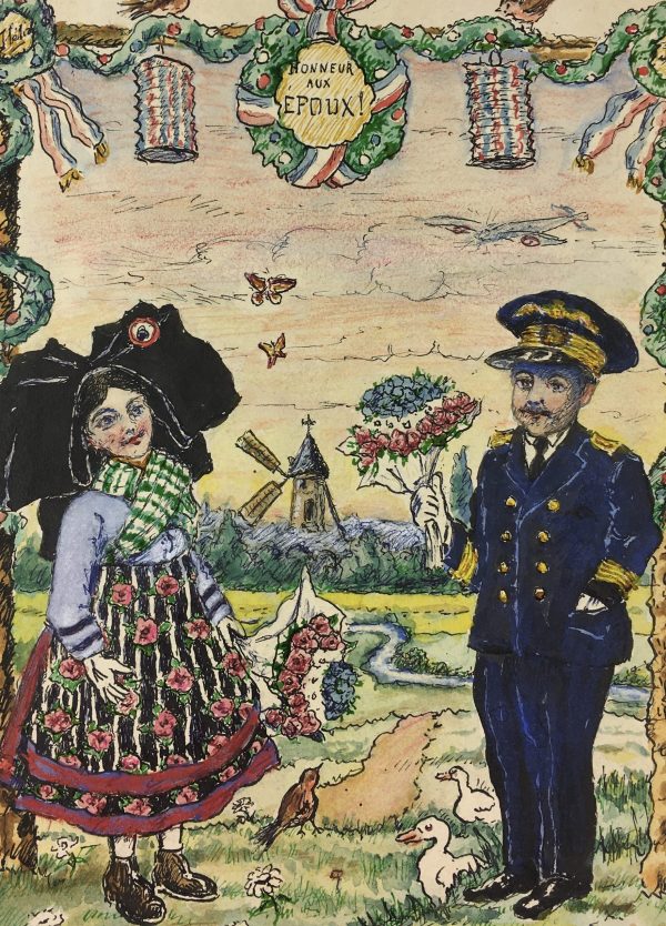 Figures Original Art - Wedding Wishes, Alsace, 1955