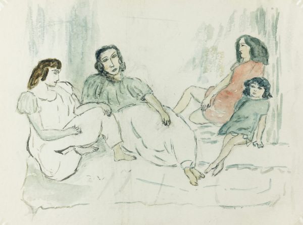 Figures Original Art - Sisters, J. Aguillaume, C.1970