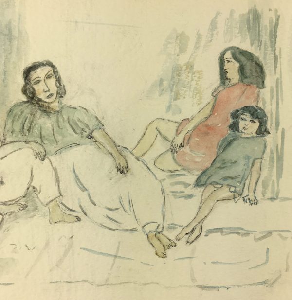 Figures Original Art - Sisters, J. Aguillaume, C.1970