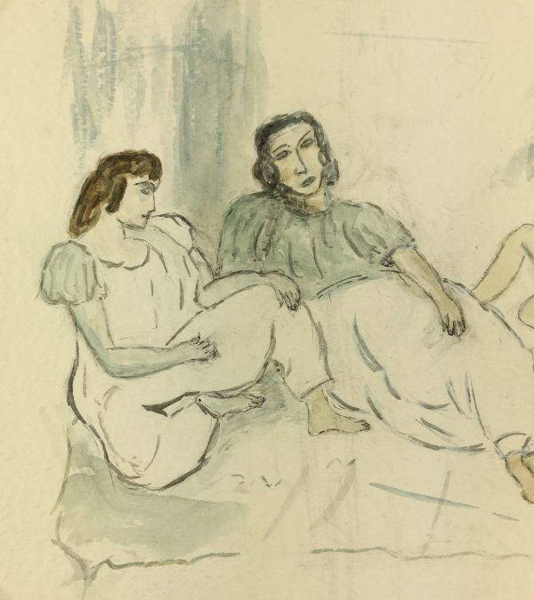 Figures Original Art - Sisters, J. Aguillaume, C.1970