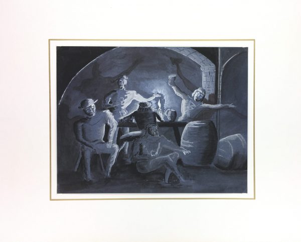 Figures Original Art - Tavern Gathering, Fillon, C.1960