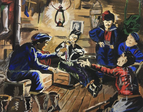 Figures Original Art - Winter Cabin, Gouache, C.1950