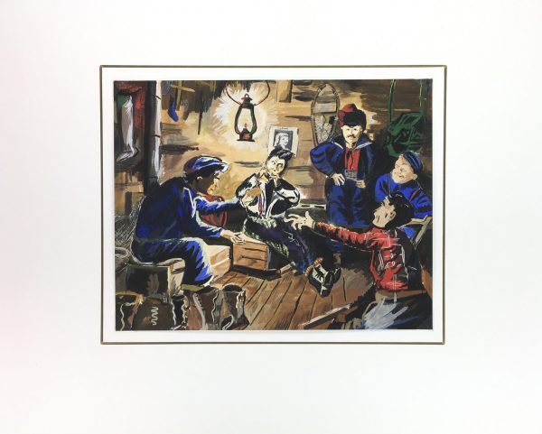 Figures Original Art - Winter Cabin, Gouache, C.1950