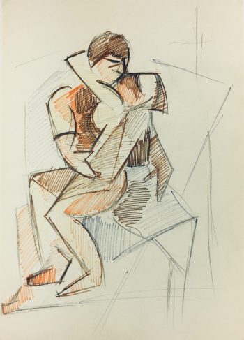Figures Original Art - Kiss in Time, Hubert Dugon, C.1970