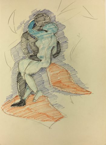 Figures Original Art - Kiss in Time, Hubert Dugon, C.1970