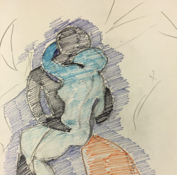 Figures Original Art - Kiss in Time, Hubert Dugon, C.1970
