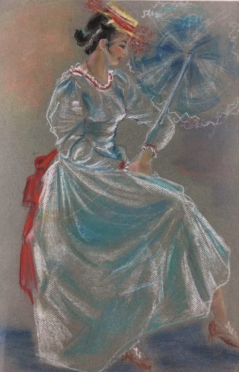 Figures Original Art - Femme a l Ombrelle, C.1950