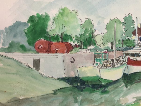 Animals Fish & Fishing Original Art - Fishing Boats, c.1970