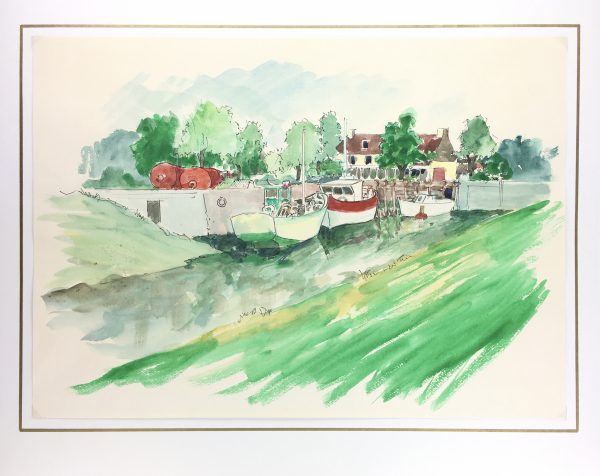 Animals Fish & Fishing Original Art - Fishing Boats, c.1970