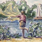 Animals Fish & Fishing Original Art - Fishing Net, Jean Chapront, 2003