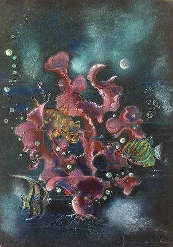 Animals Fish & Fishing Original Art - Fish, Coral Reef, c.1960