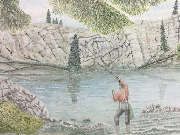 Animals Fish & Fishing Original Art - Fishing, Joan Powell, 1990