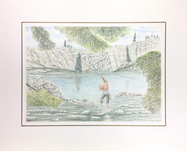 Animals Fish & Fishing Original Art - Fishing, Joan Powell, 1990