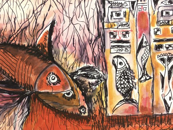 Animals Fish & Fishing Original Art - Fish, Modern, P. Mahee, 2000