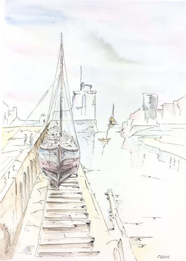 Maritime Original Art - Boats at Dusk, Claude, 1985